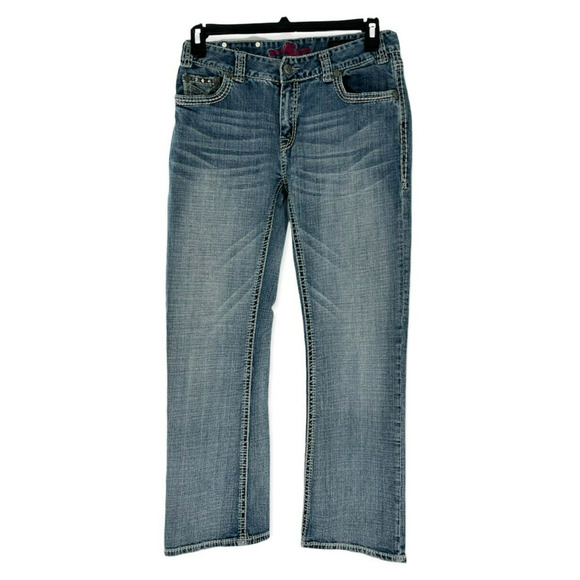 Rock and Roll Cowgirl Jeans Womens Size 32X32 Straight Leg Thick Stitches Denim - Picture 1 of 12